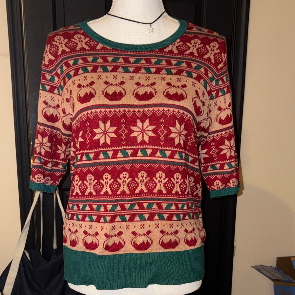 Festive Red and Green Women's Sweater